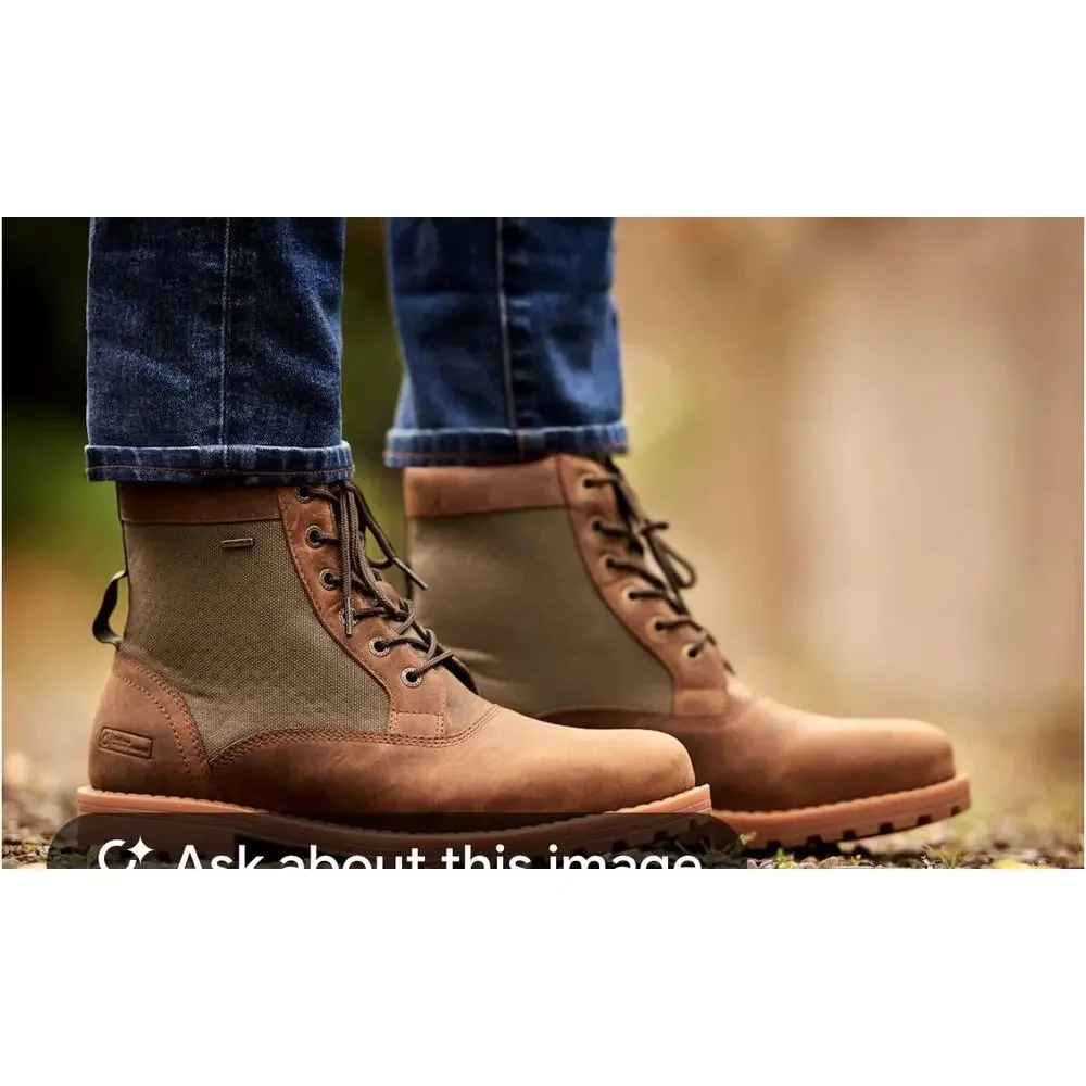 UGG Montgomery combat boots chestnut leather olive canvas upper sz 12